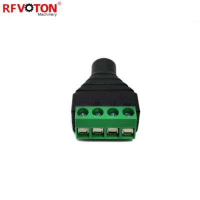 2.5mm 4 Ploe CCTV DC Power Stereo Female Jack To AV Screw Video Balun Terminal Jack 3.5 mm Female 4 Pin